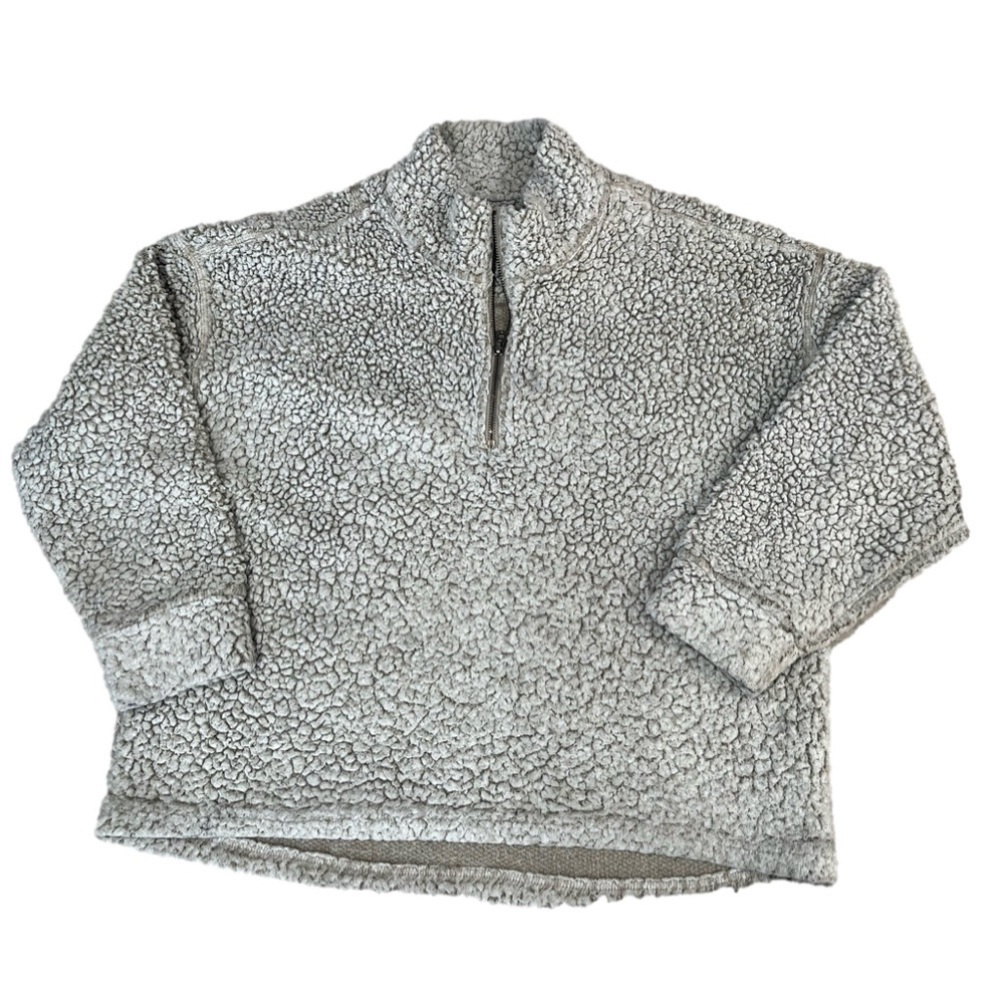 Dylan Light Grey Faux Fur Sherpa 3/4 Zip Up Pull Over Size Small